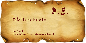 Mühle Ervin névjegykártya